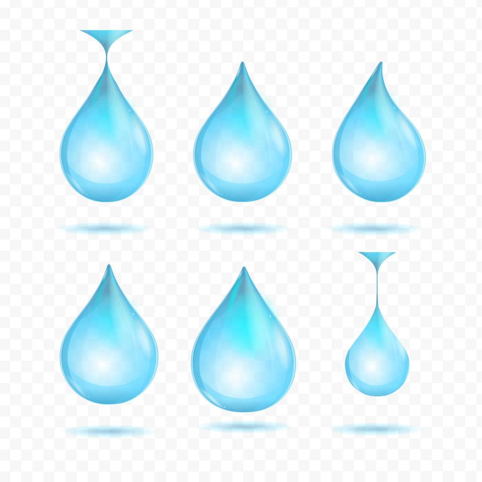 Realistic Detailed 3d Water Drop Different Shape Set. Vector