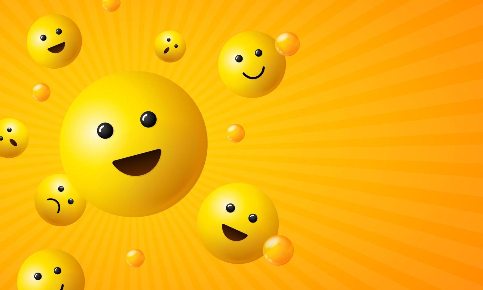 banner de emoji de elemento 3d detallado realista horizontal. vector