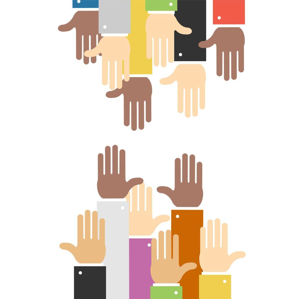 Cartoon Hands to Hands Concept Banner Flat Design Style. Vector