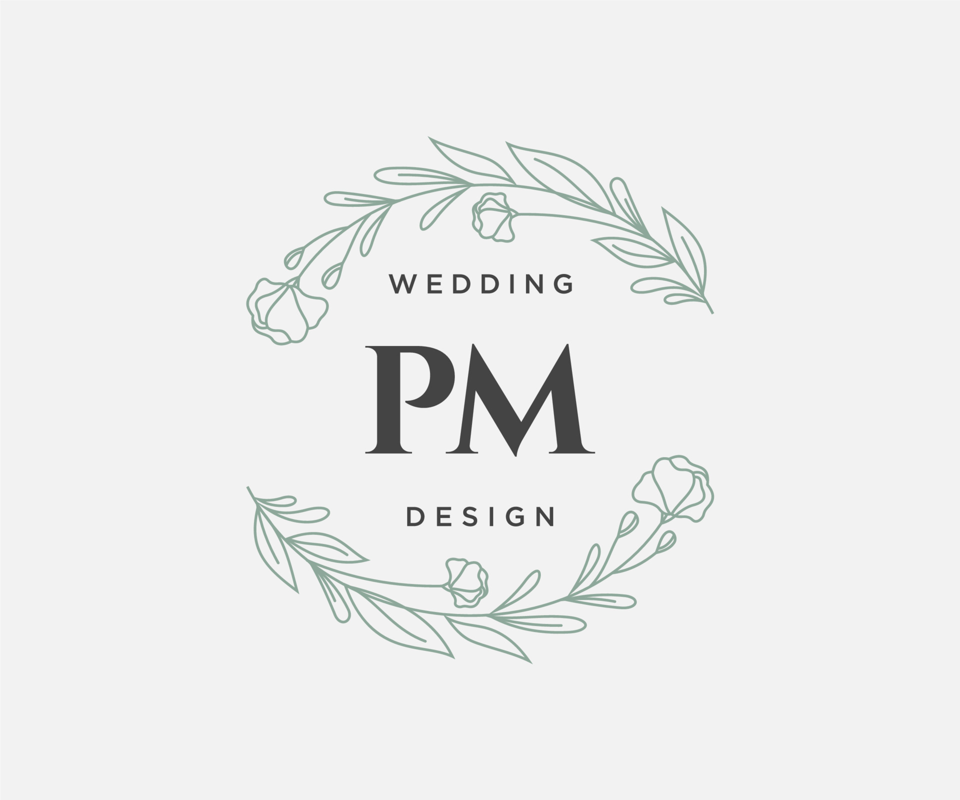 Pm initials letter wedding monogram logos Vector Image