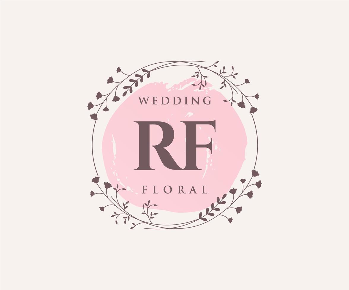 plantilla de logotipos de monograma de boda con letras iniciales rf, plantillas florales y minimalistas modernas dibujadas a mano para tarjetas de invitación, guardar la fecha, identidad elegante. vector