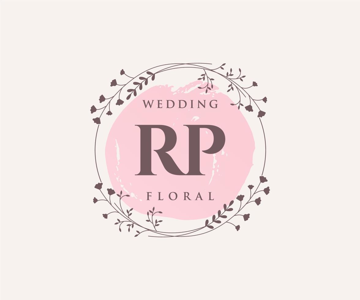 RP Initials letter Wedding monogram logos template, hand drawn modern minimalistic and floral templates for Invitation cards, Save the Date, elegant identity. vector