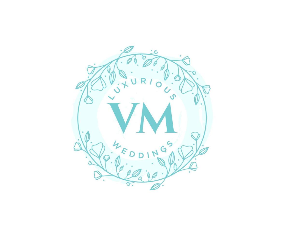 VM Initials letter Wedding monogram logos template, hand drawn modern minimalistic and floral templates for Invitation cards, Save the Date, elegant identity. vector