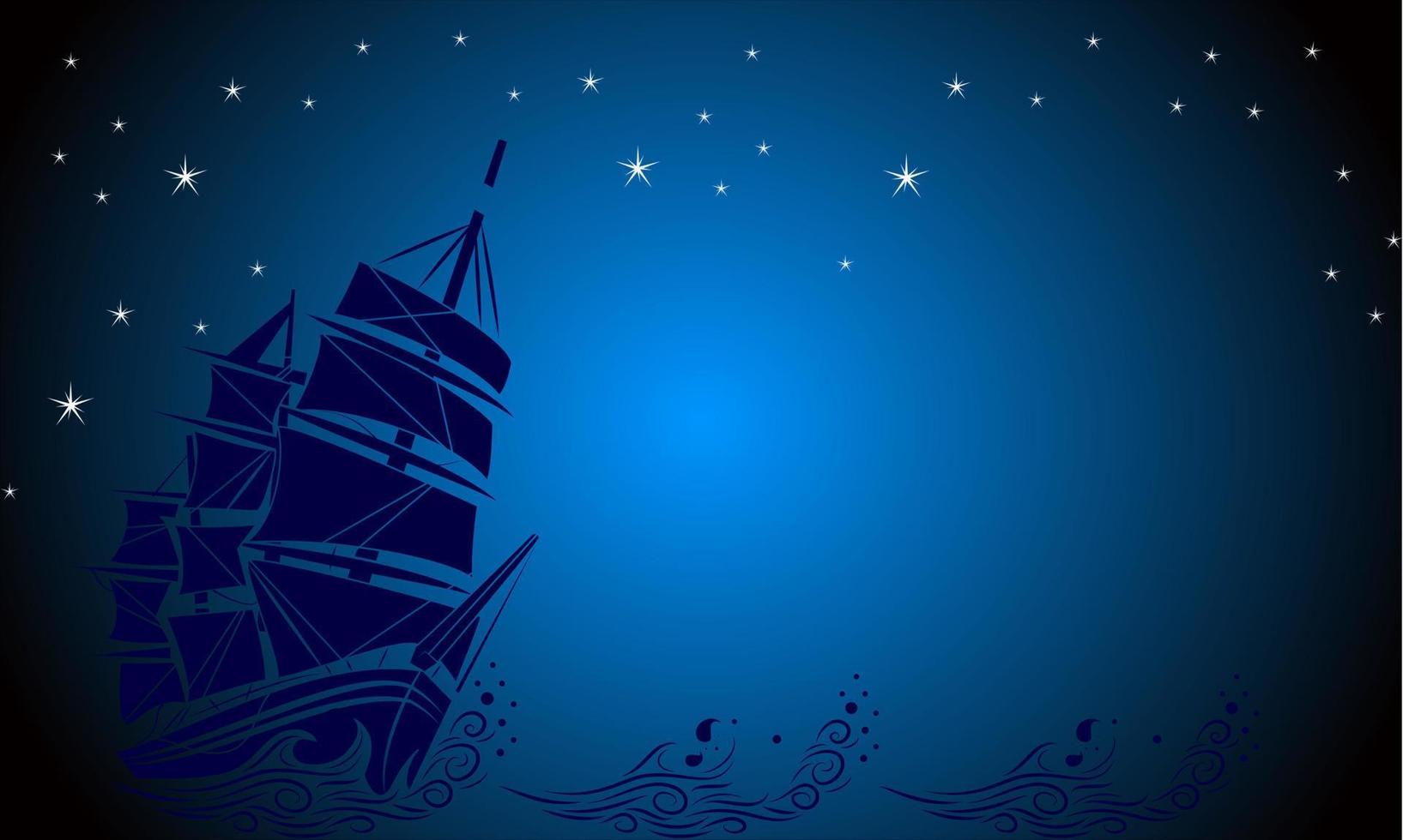 gradient blue background with sailing ship vector