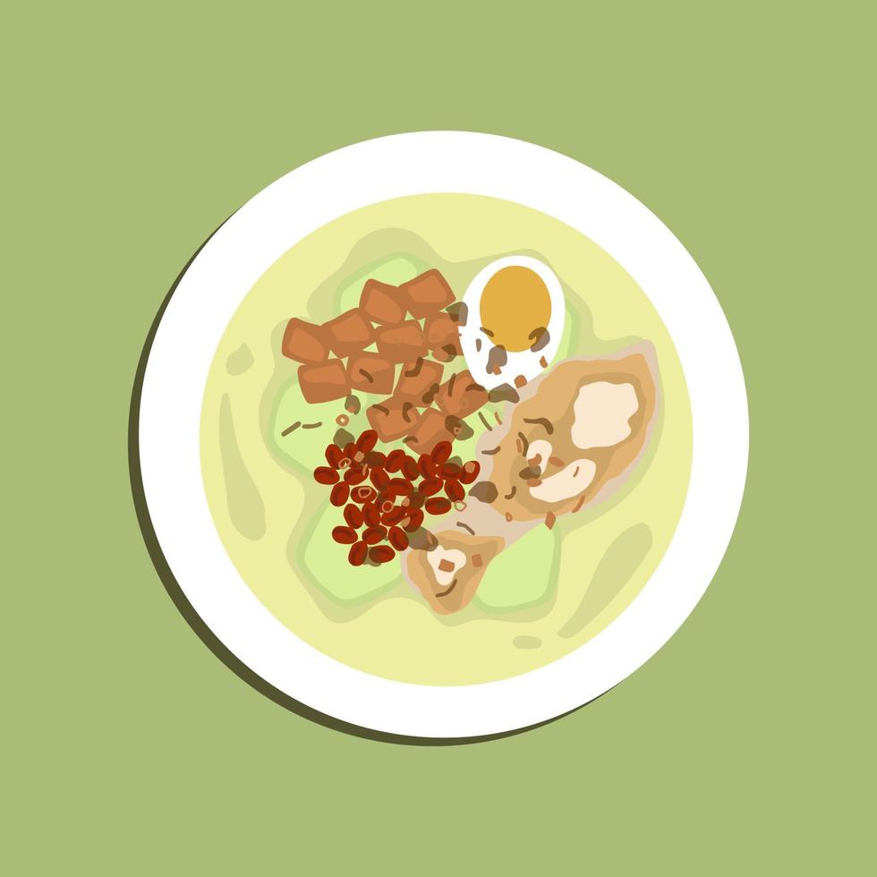 opor ayam o pollo al curry es una comida tradicional indonesia hecha de pollo cocinado con leche de coco y especias, que se sirve para celebrar eid al fitr o lebaran. vector de ilustración de comida