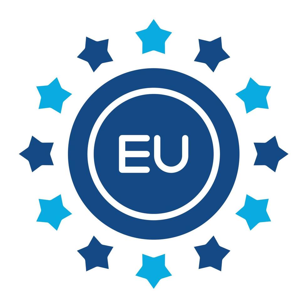 icono de dos colores del glifo de la ue vector