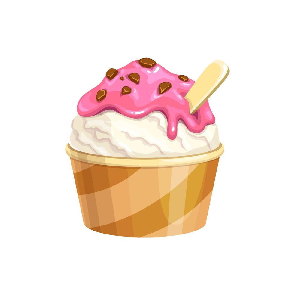 Cartoon ice cream with topping and chocolate chips vector