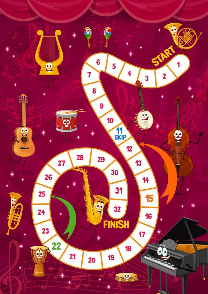 Kid boardgame cartoon musical instrument character vector