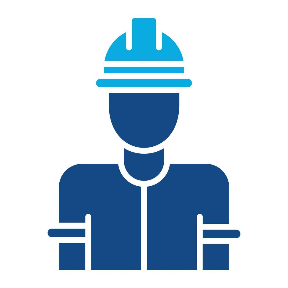 Factory Worker Man Glyph Two Color Icon vector
