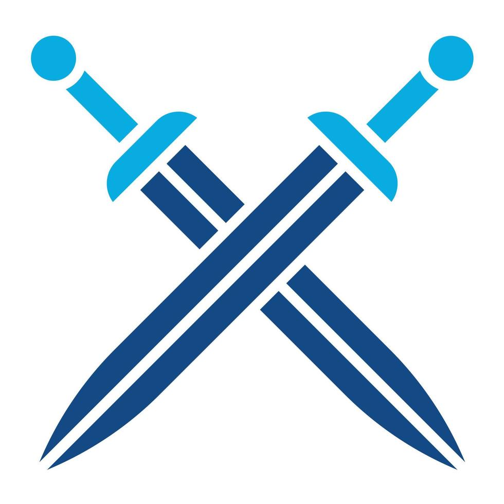 Two Swords Glyph Two Color Icon vector