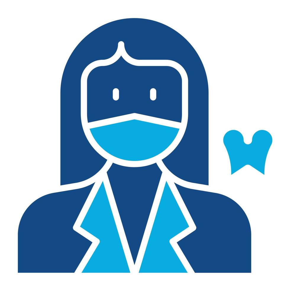 Dentist Female Glyph Two Color Icon vector