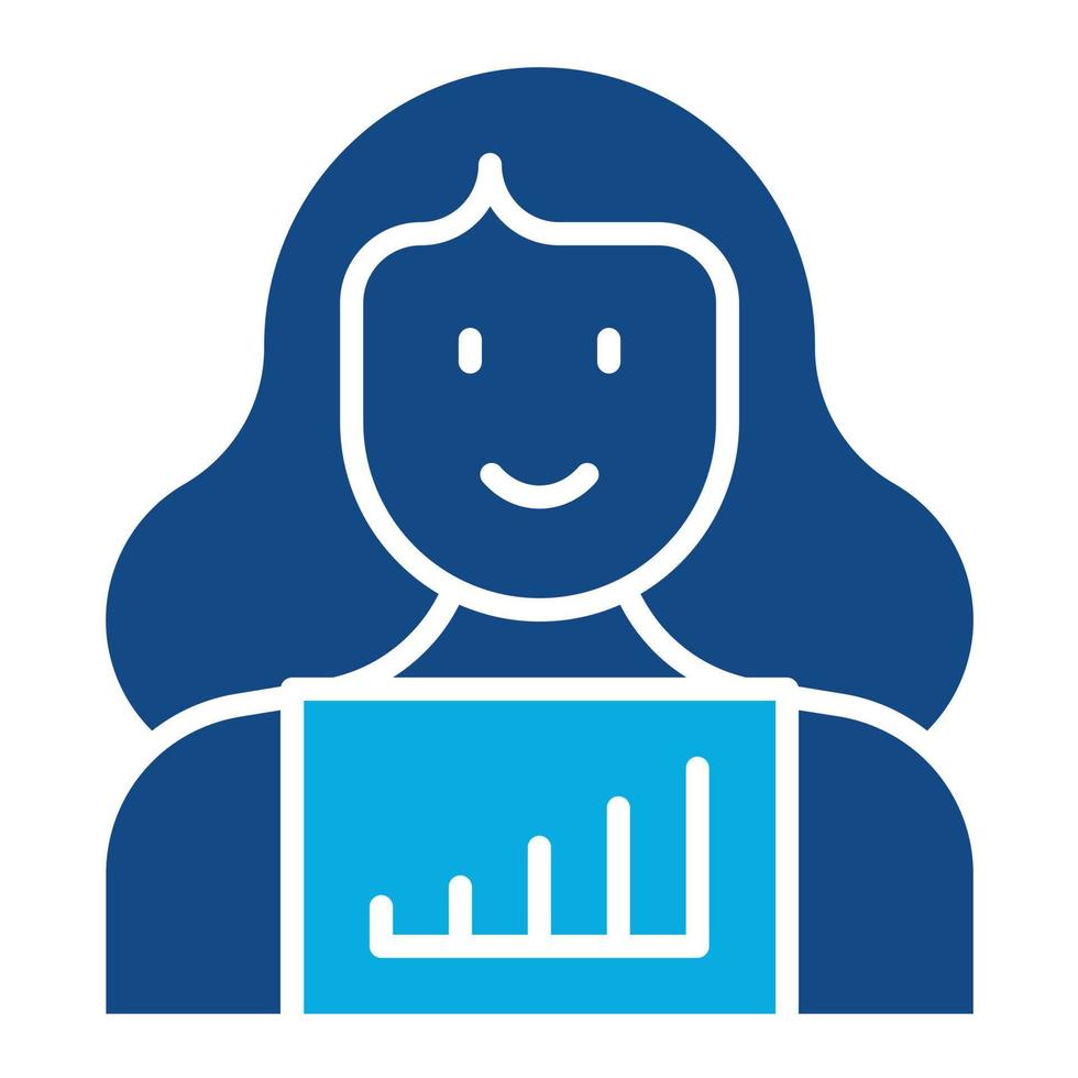 Research Analyst Female Glyph Two Color Icon vector