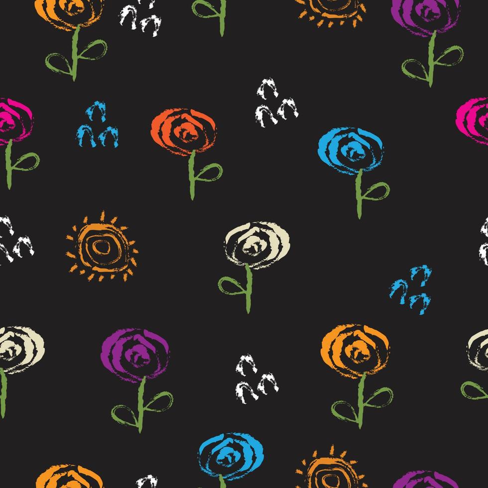 Seamless abstract hand drawn  flowers pattern vector