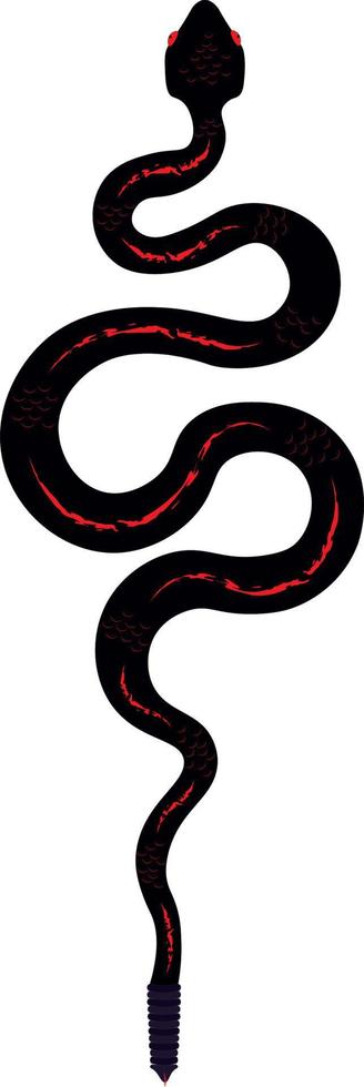 serpiente de cascabel negra con pigmentos rojos ilustración vectorial vector