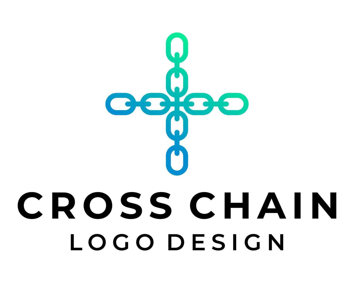 Chain and cross hospital medical logo design. vector