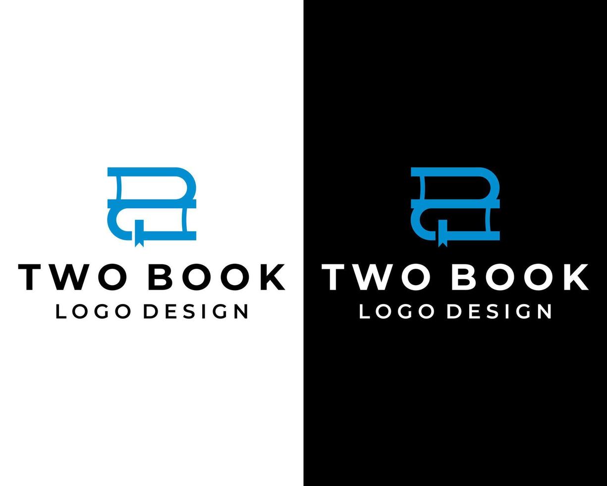 Two books, library, study university logo design. vector
