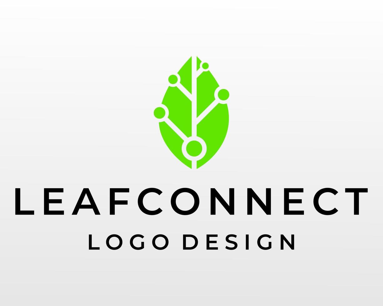 Connection data, leaf nature fresh logo design. vector