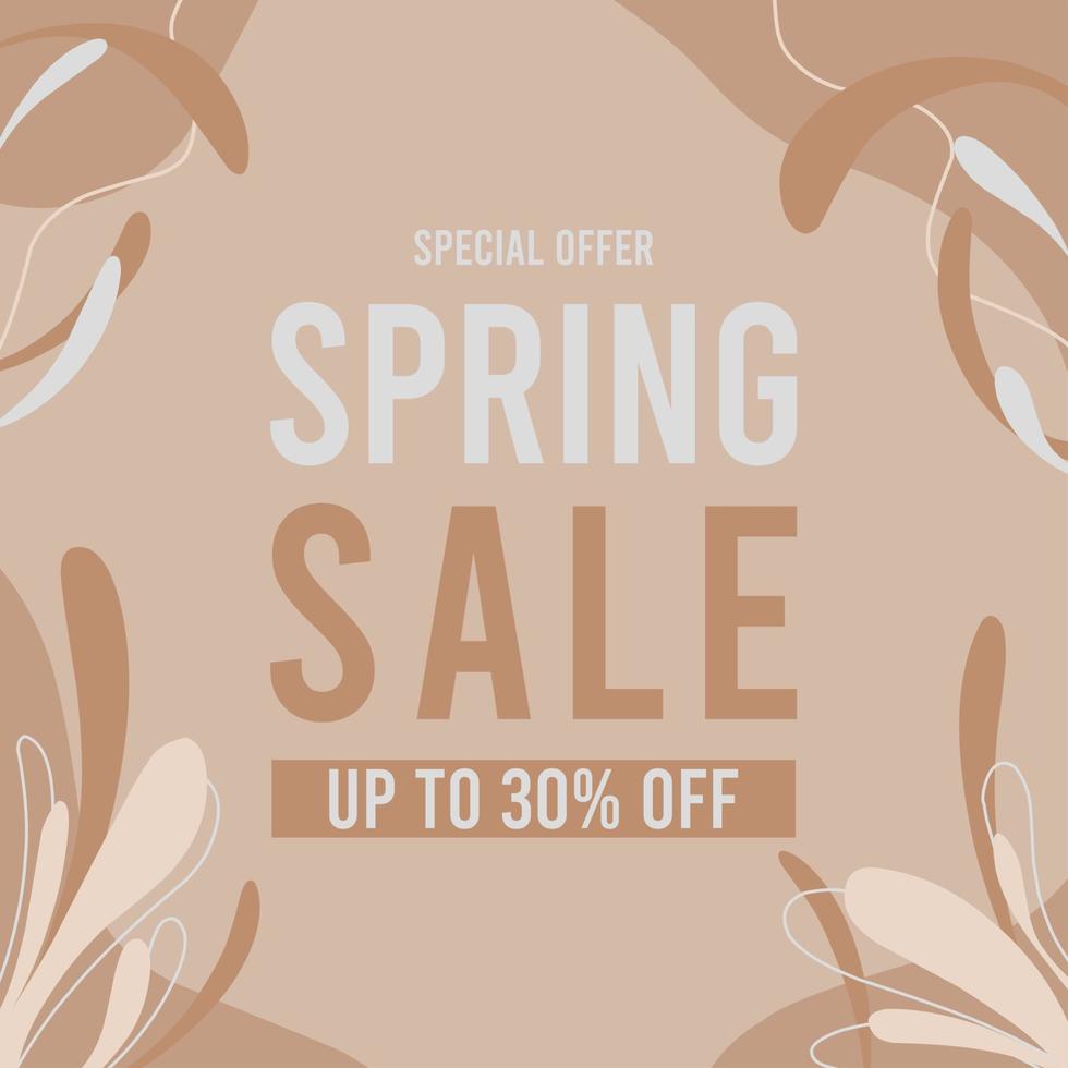 spring sale poster with floral element vector