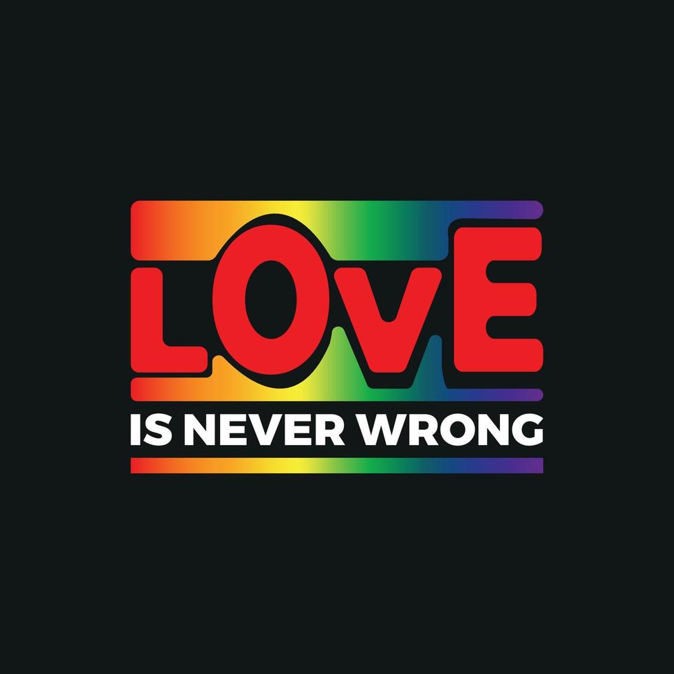 Love is never wrong, Pride Month t-shirts design, poster, print, postcard and other uses vector