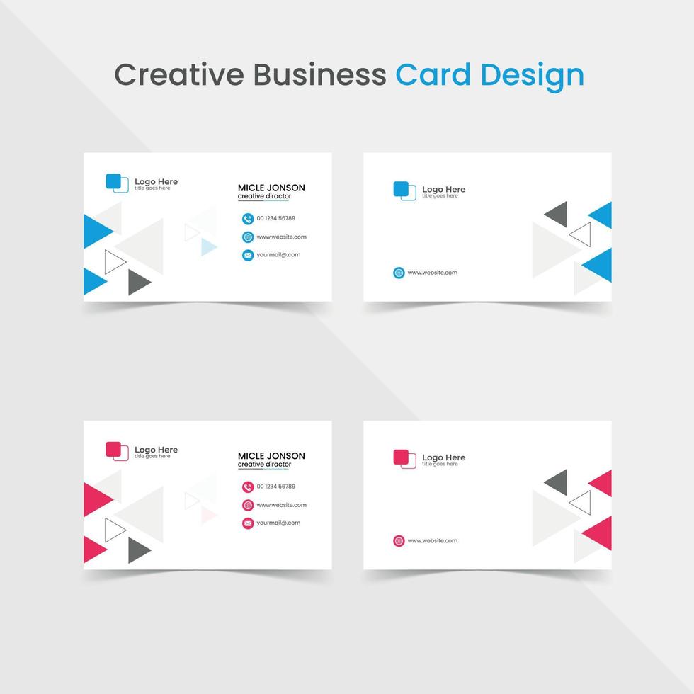 Creative triangle shape business card design template vector