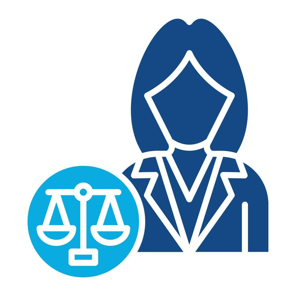 Lawyer Female Glyph Two Color Icon vector