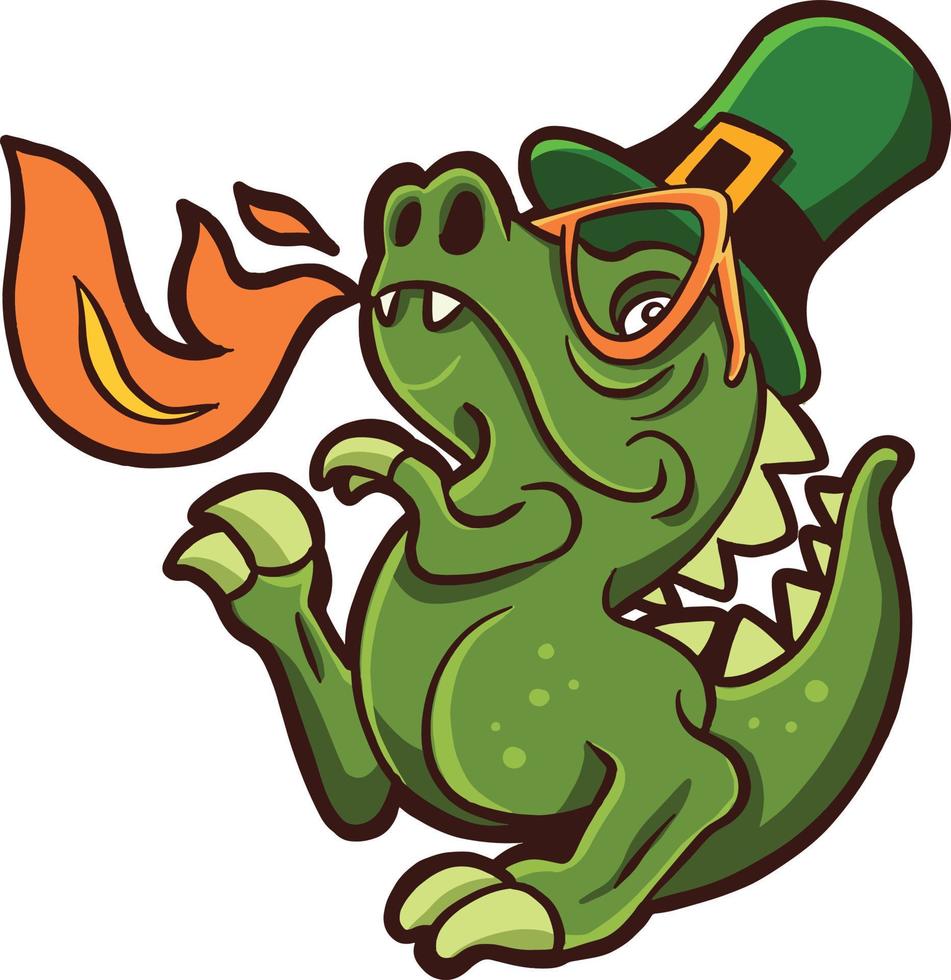 funny lucky dinosaur t rex st. patrick day vector