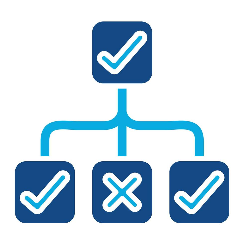 Decision Tree Glyph Two Color Icon vector