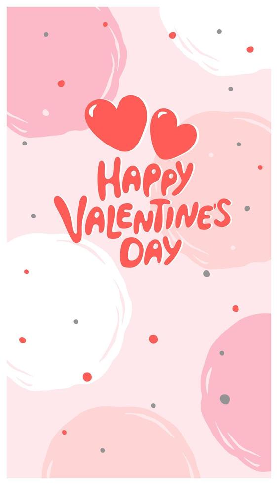 Valentine's day greeting card with hand written greeting lettering. Suitable for social media posts and stories, banners design. Vector illustration.