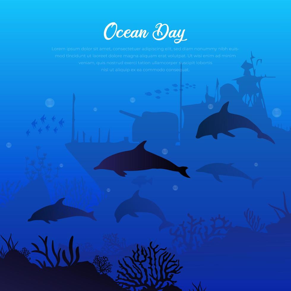 Elegant Ocean Underwater design background. World ocean day design background vector