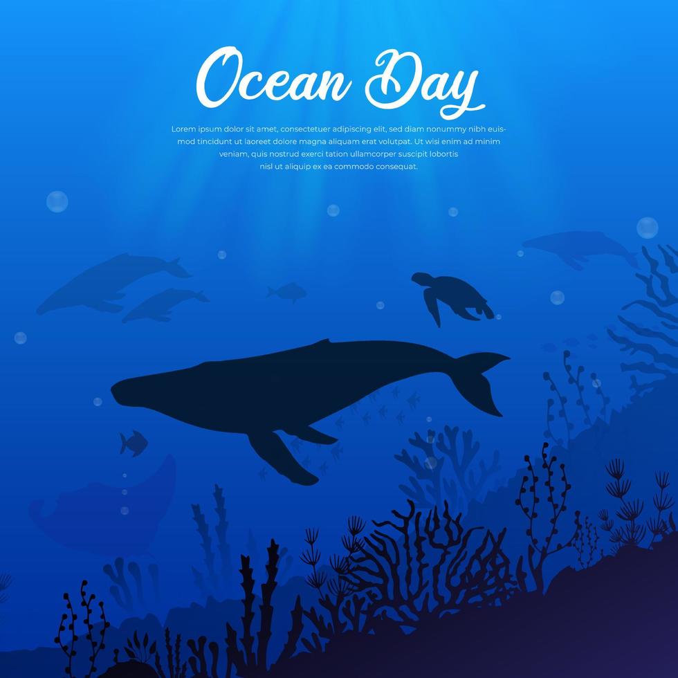 World ocean day design background. Ocean Underwater design background vector