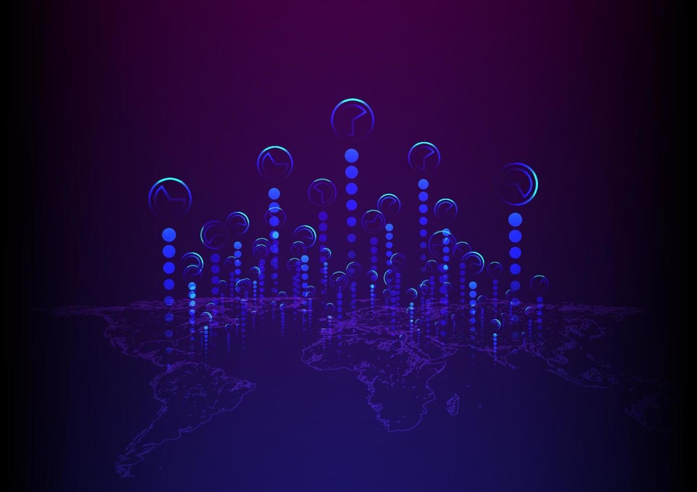 Communication technology concept. World map with connection line on the blue futuristic background. Global social network, worldwide exchange by internet. vector