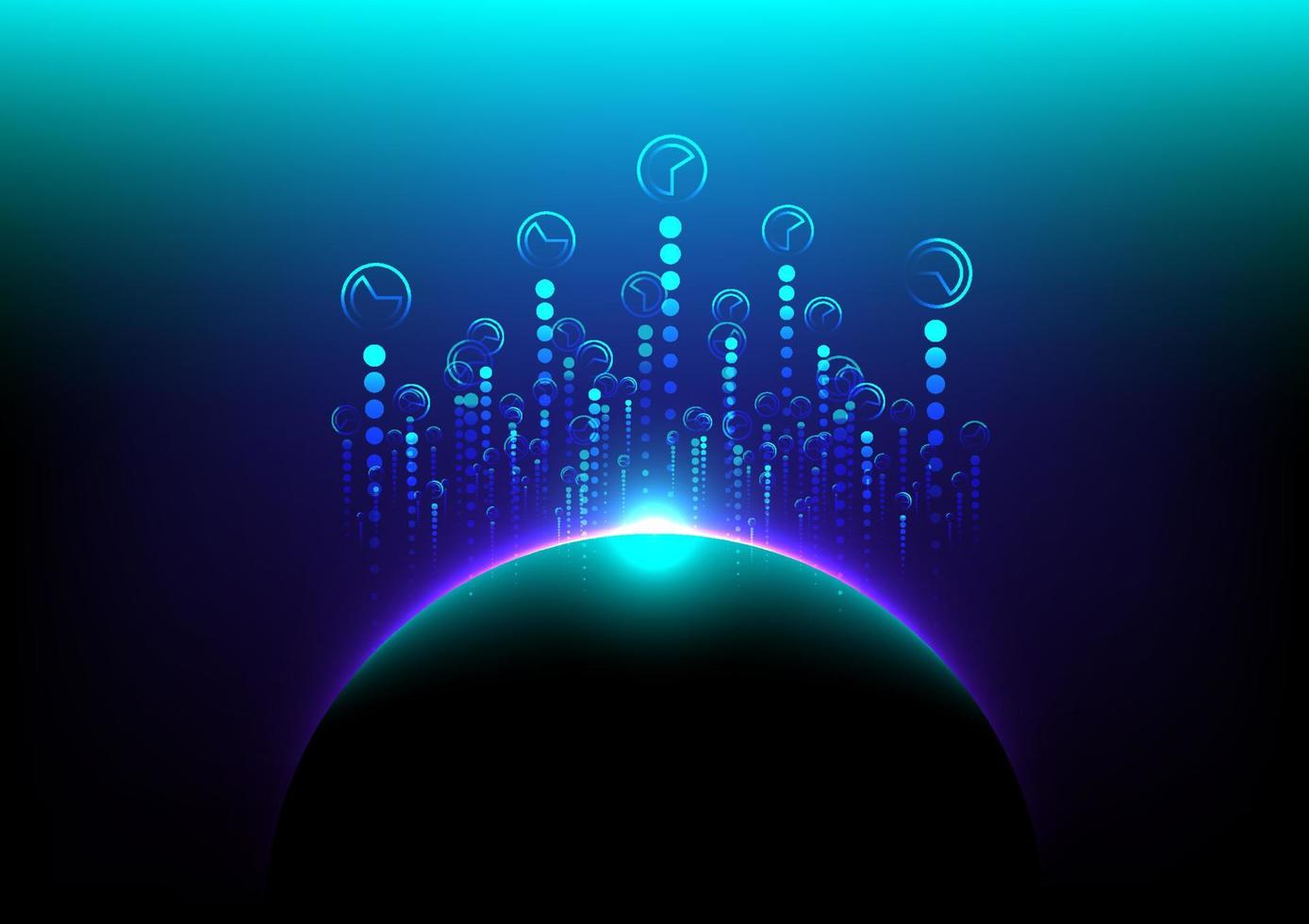 Communication technology concept. Half of the earth with connection line on the blue futuristic background. Global social network, worldwide exchange by internet. vector