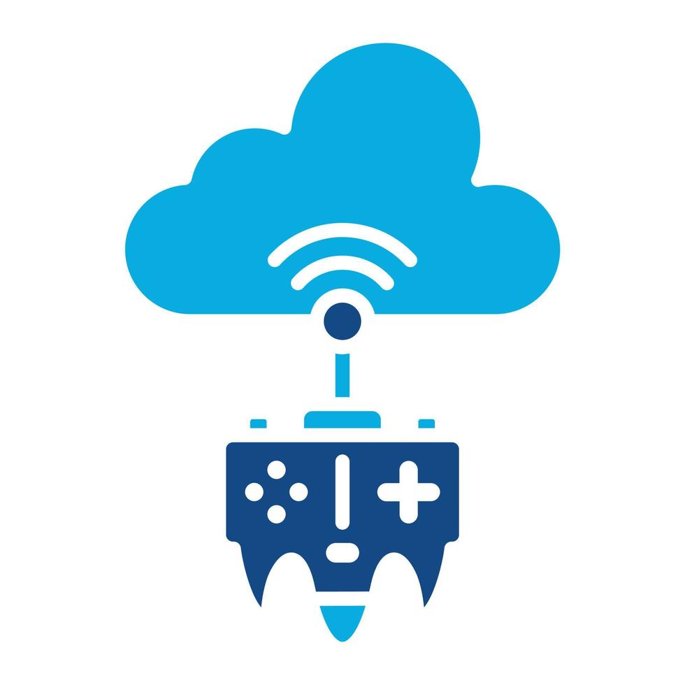 Cloud Game Glyph Two Color Icon vector