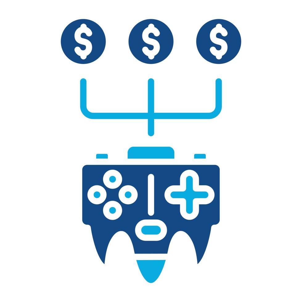 juego dinero glifo icono de dos colores vector