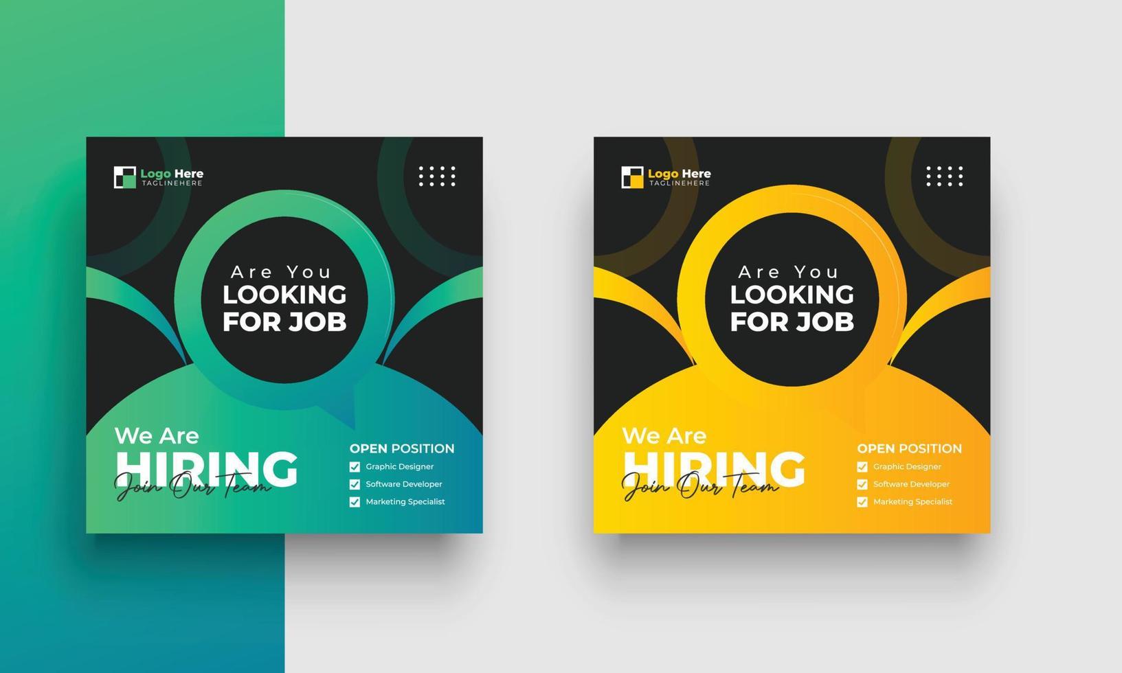 We are hiring job vacancy social media post or square web banner template design vector