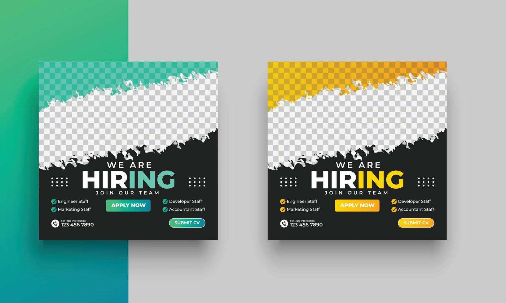 We are hiring job vacancy social media post or square web banner template design vector