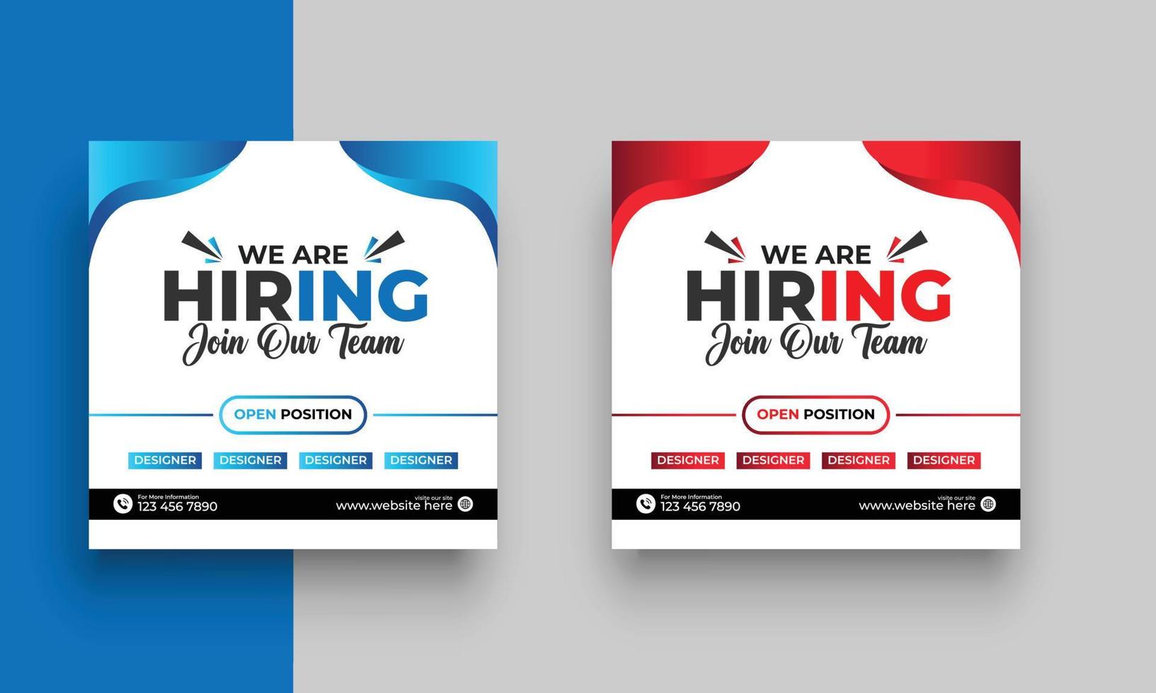 We are hiring job vacancy social media post or square web banner template design vector