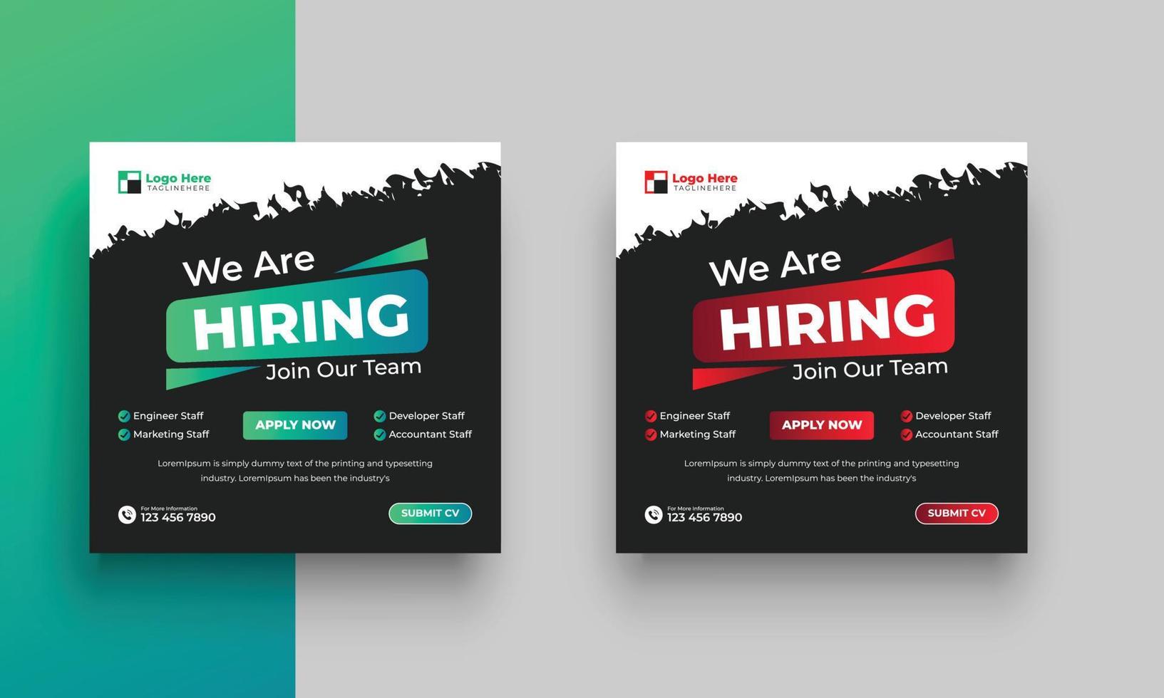 We are hiring job vacancy social media post or square web banner template design vector