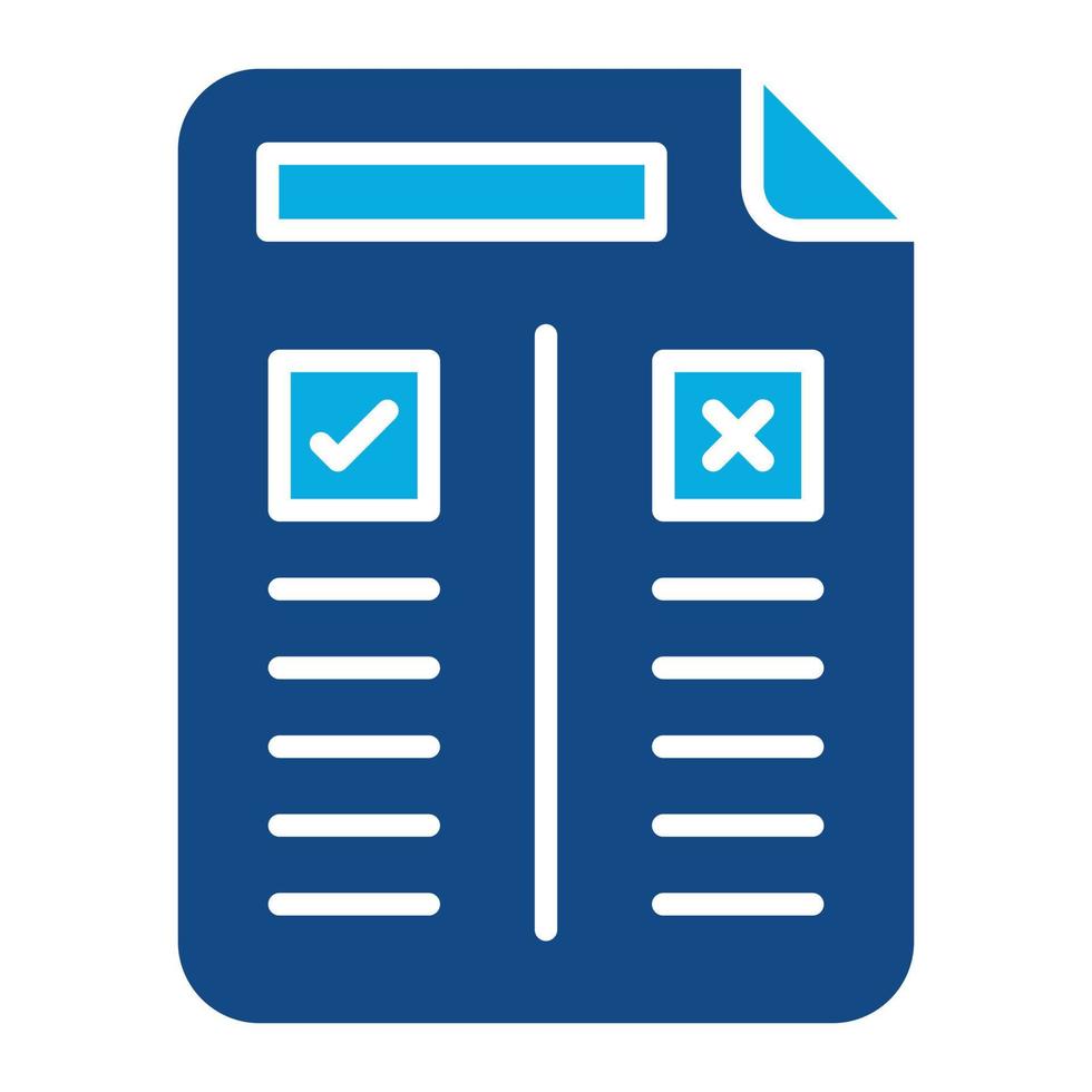 Pros and Cons Glyph Two Color Icon vector