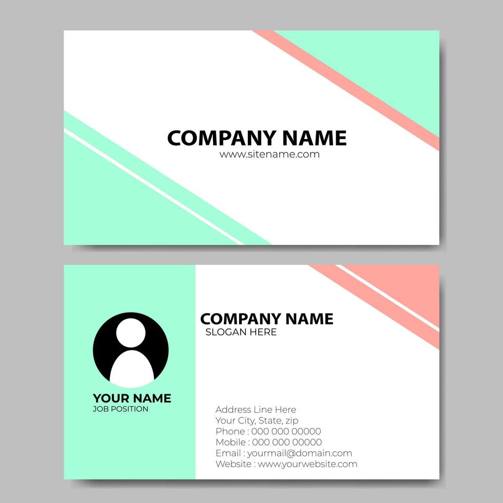 simple design of horizontal business card or business card in bright color. card, business, template, presentation, modern, layout, minimal, company, corporate, creative vector