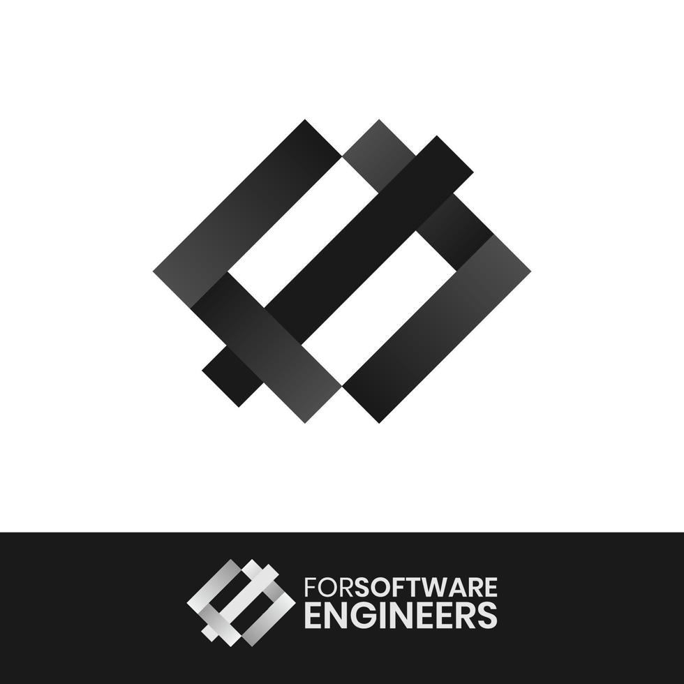logotipo para desarrollador de software o ingeniero con formato vectorial eps moderno, simple, audaz y de estilo lujoso. vector