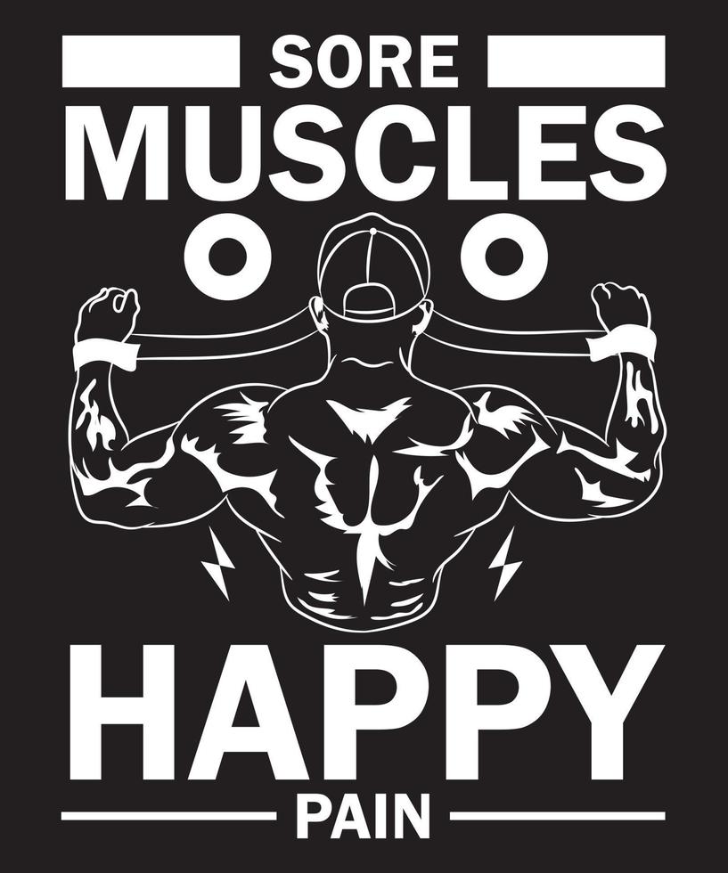 Sore Muscles Happy Pain T-Shirt Design Template vector