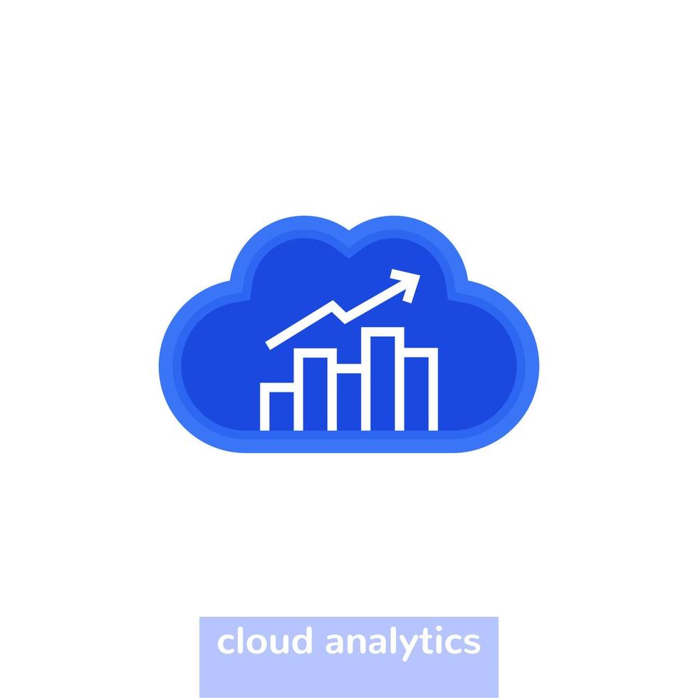 cloud analytics icon with a graph vector
