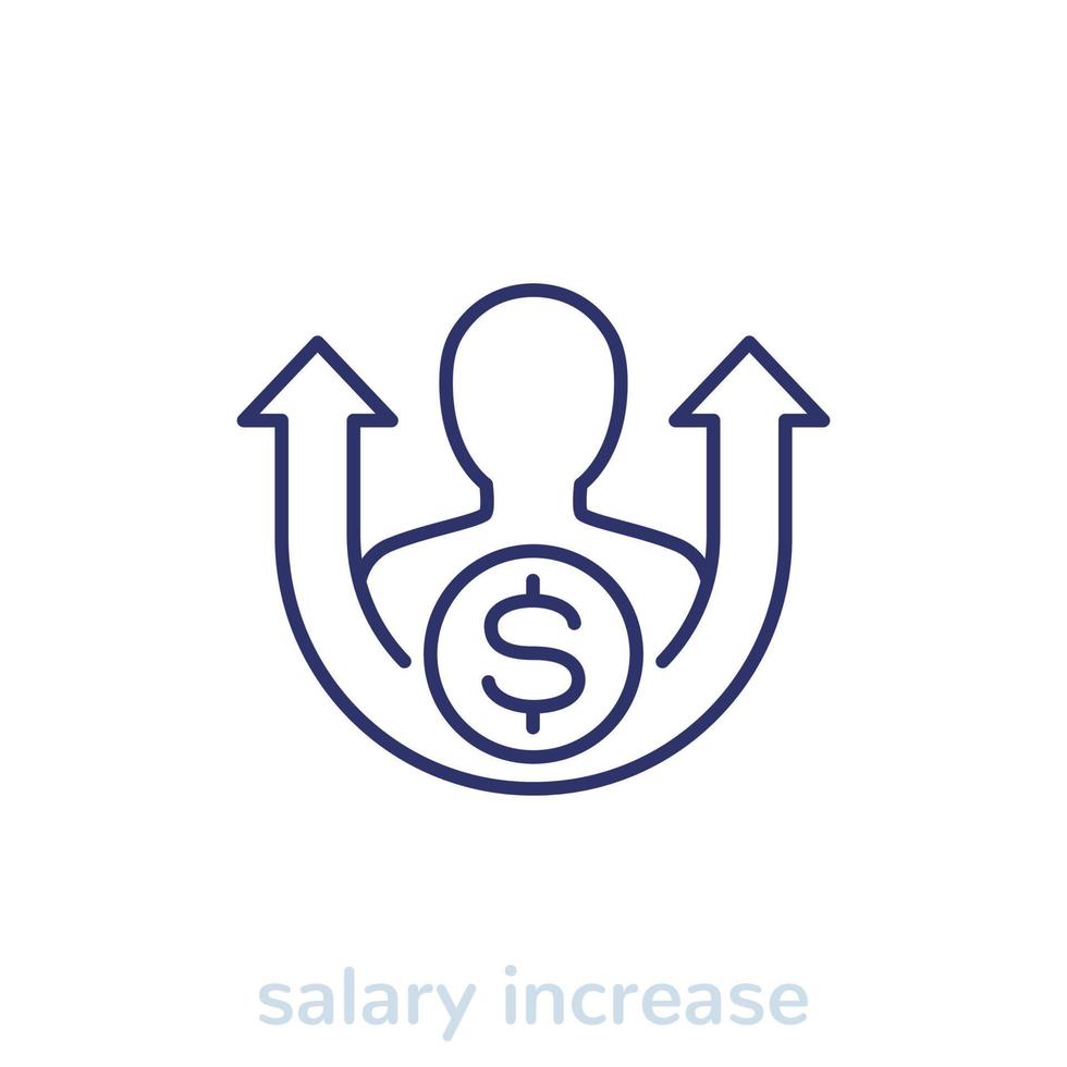 salary increase or growth line icon vector