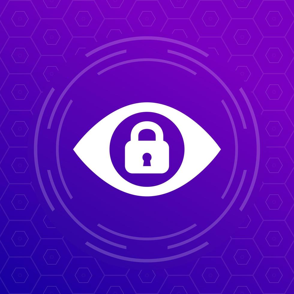 eye and lock, privacy control icon for web vector