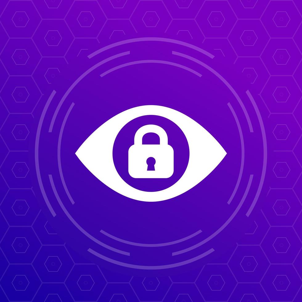 eye and lock, privacy control icon for web vector