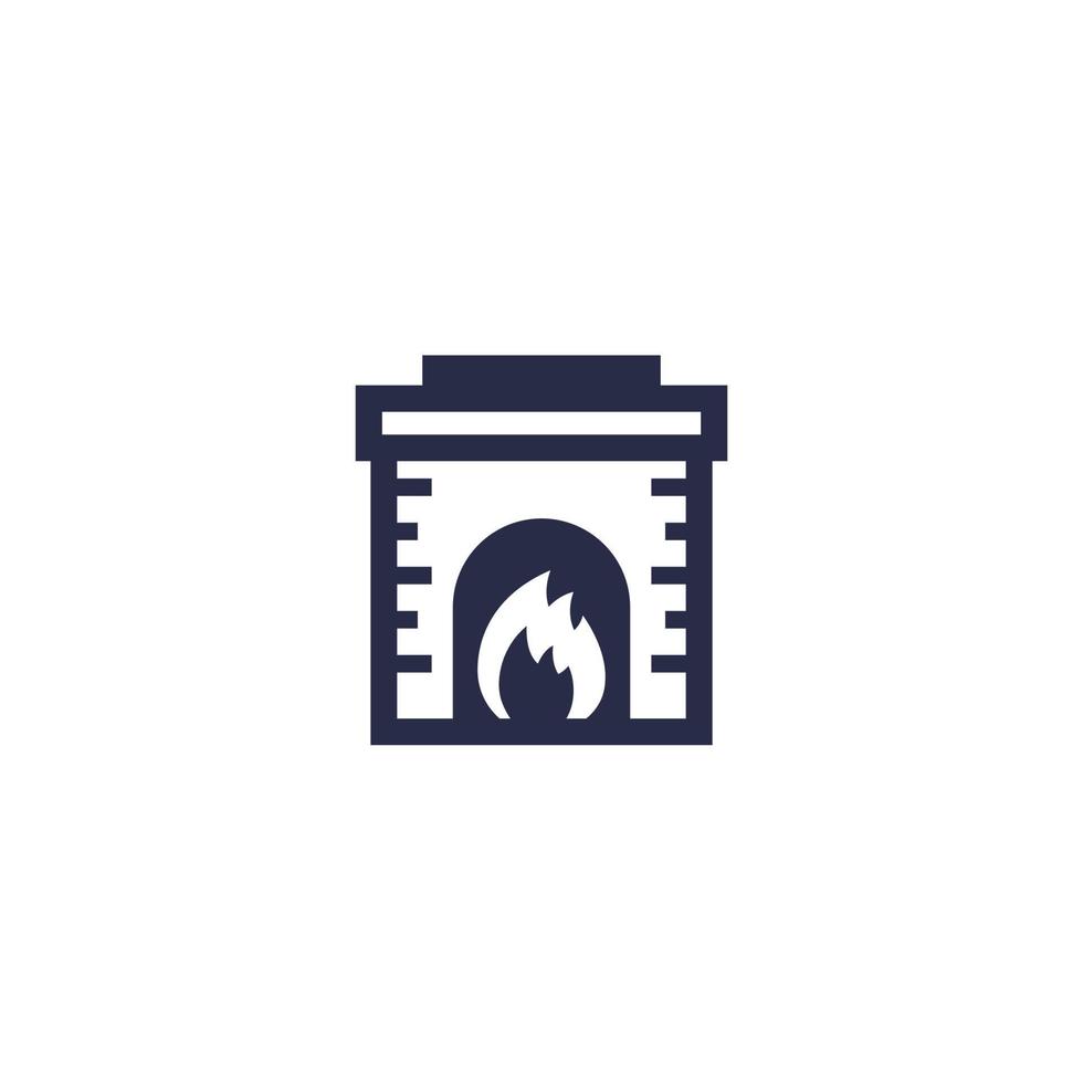 fireplace icon on white, vector