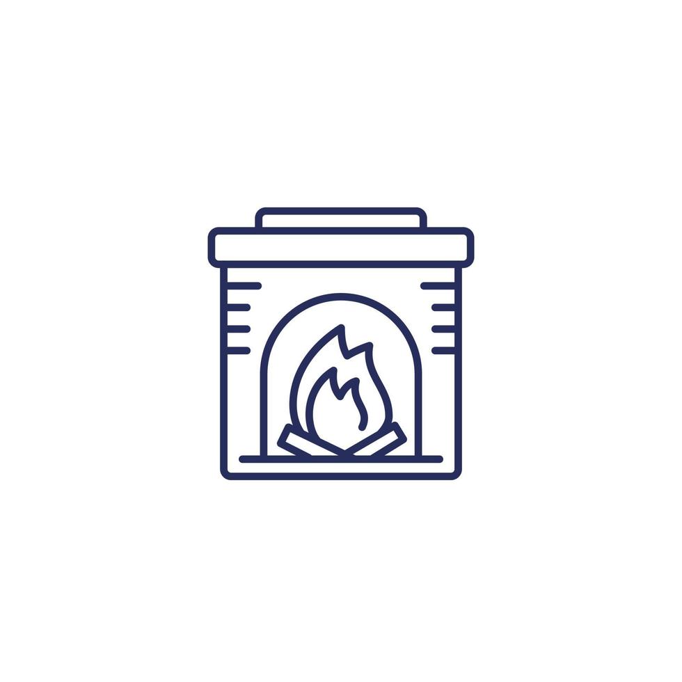 fireplace line icon on white vector