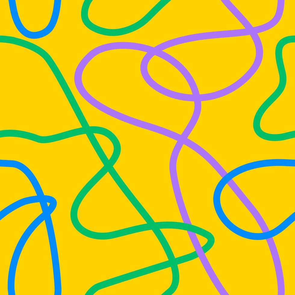 Cute wave lines pattern on yellow background color. Bright waves. Seamless print. vector