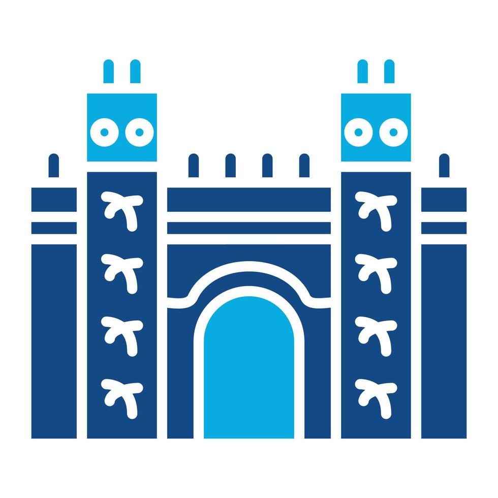 Ishtar Gate Glyph Two Color Icon vector